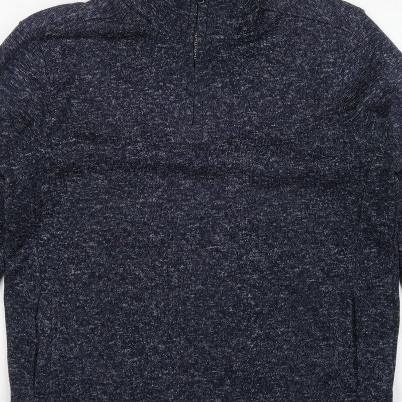 Dissident Men’s Blue XL 1/4 Zip High Neck Pullover Sweatshirt Pockets