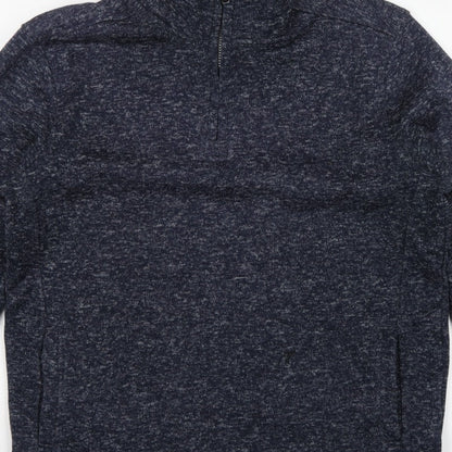 Dissident Men’s Blue XL 1/4 Zip High Neck Pullover Sweatshirt Pockets