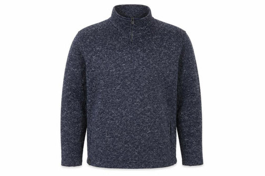 Front view of Dissident Men’s Blue XL 1/4 Zip High Neck Pullover Sweatshirt Pockets