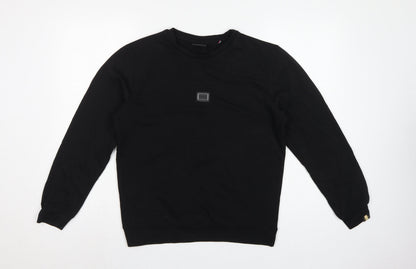 Rare Rabbit Women’s Black S Pullover Crew Neck Logo Sweatshirt