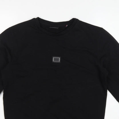 Rare Rabbit Women’s Black S Pullover Crew Neck Logo Sweatshirt