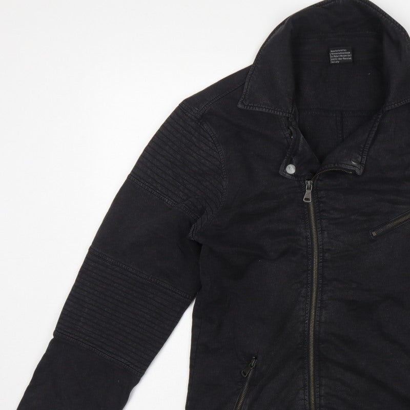 Urban Classics Men’s Black L Biker Jacket Cotton Zip Pockets
