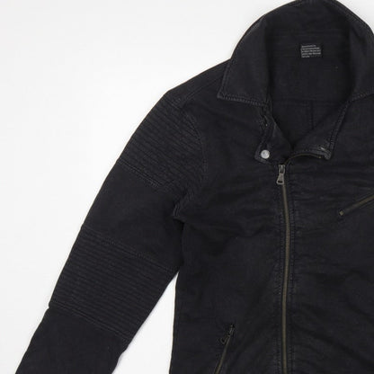 Urban Classics Men’s Black L Biker Jacket Cotton Zip Pockets