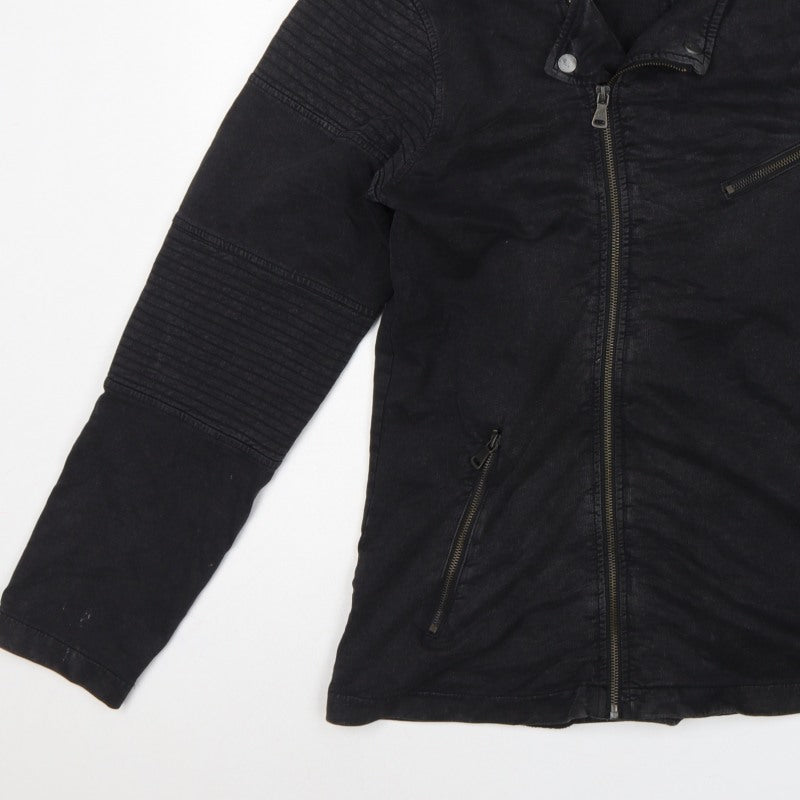 Urban Classics Men’s Black L Biker Jacket Cotton Zip Pockets