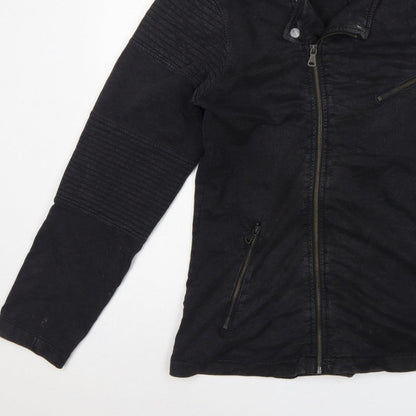 Urban Classics Men’s Black L Biker Jacket Cotton Zip Pockets