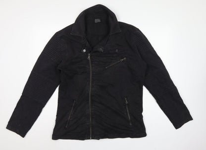Urban Classics Men’s Black L Biker Jacket Cotton Zip Pockets