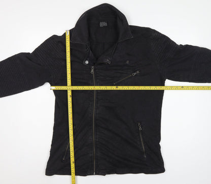 Urban Classics Men’s Black L Biker Jacket Cotton Zip Pockets