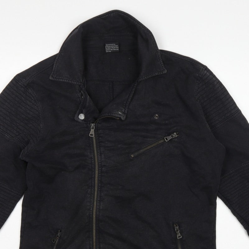 Urban Classics Men’s Black L Biker Jacket Cotton Zip Pockets