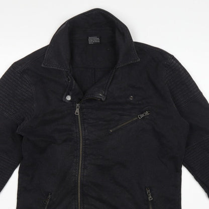 Urban Classics Men’s Black L Biker Jacket Cotton Zip Pockets