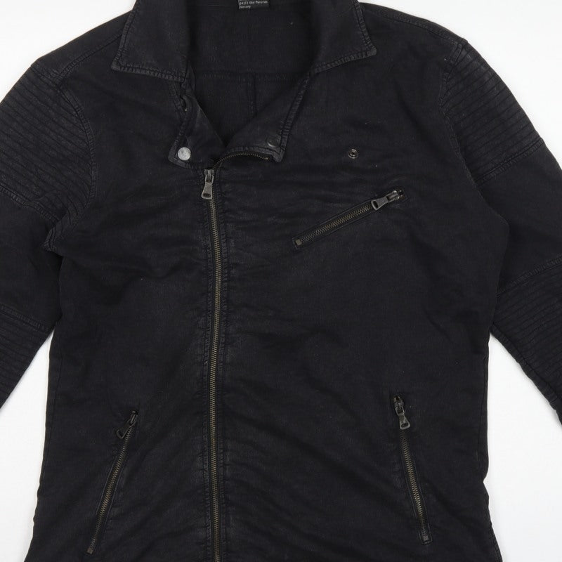 Urban Classics Men’s Black L Biker Jacket Cotton Zip Pockets
