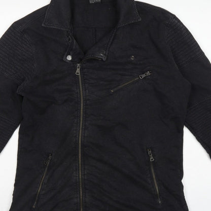 Urban Classics Men’s Black L Biker Jacket Cotton Zip Pockets