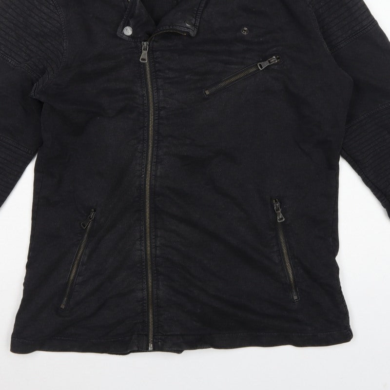 Urban Classics Men’s Black L Biker Jacket Cotton Zip Pockets
