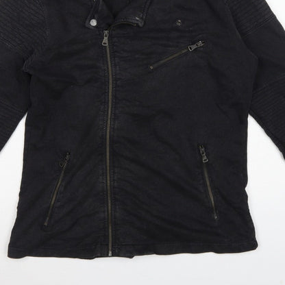 Urban Classics Men’s Black L Biker Jacket Cotton Zip Pockets