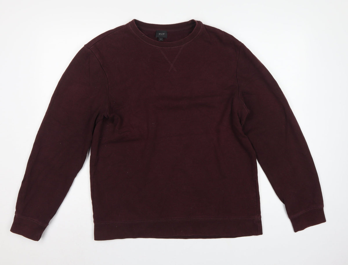 MVP Mens Red M Cotton Crew Neck Pullover Sweatshirt