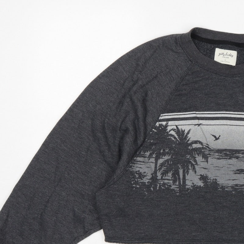Gilly Hicks Women’s Grey S Cropped Crew Neck Beach Graphic Sweatshirt