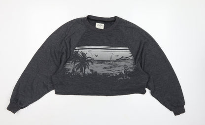 Gilly Hicks Women’s Grey S Cropped Crew Neck Beach Graphic Sweatshirt