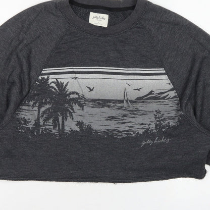 Gilly Hicks Women’s Grey S Cropped Crew Neck Beach Graphic Sweatshirt
