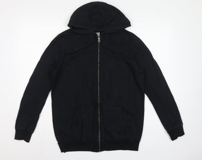 ASOS Women’s Black UK 10 Full Zip Cotton Hoodie Drawstring Pockets