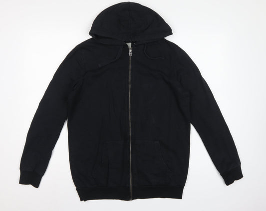 ASOS Women’s Black UK 10 Full Zip Cotton Hoodie Drawstring Pockets