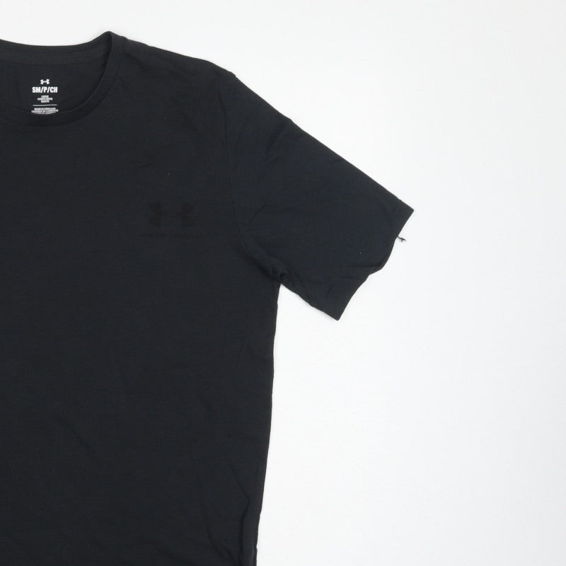 Under Armour Men's Black Small Loose Fit Crew Neck Logo T-Shirt