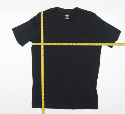 Under Armour Men's Black Small Loose Fit Crew Neck Logo T-Shirt