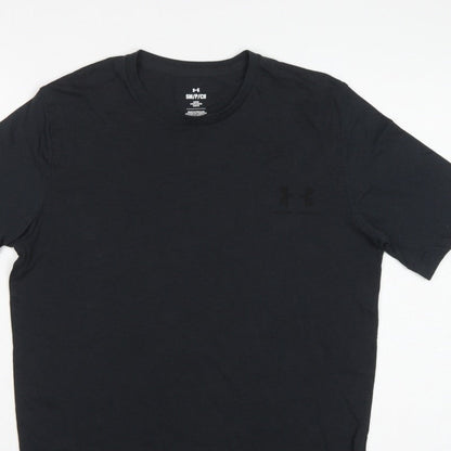 Under Armour Men's Black Small Loose Fit Crew Neck Logo T-Shirt