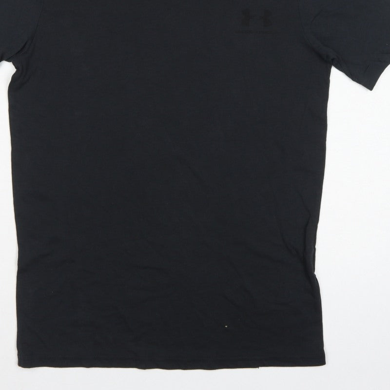 Under Armour Men's Black Small Loose Fit Crew Neck Logo T-Shirt