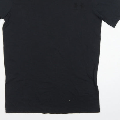 Under Armour Men's Black Small Loose Fit Crew Neck Logo T-Shirt