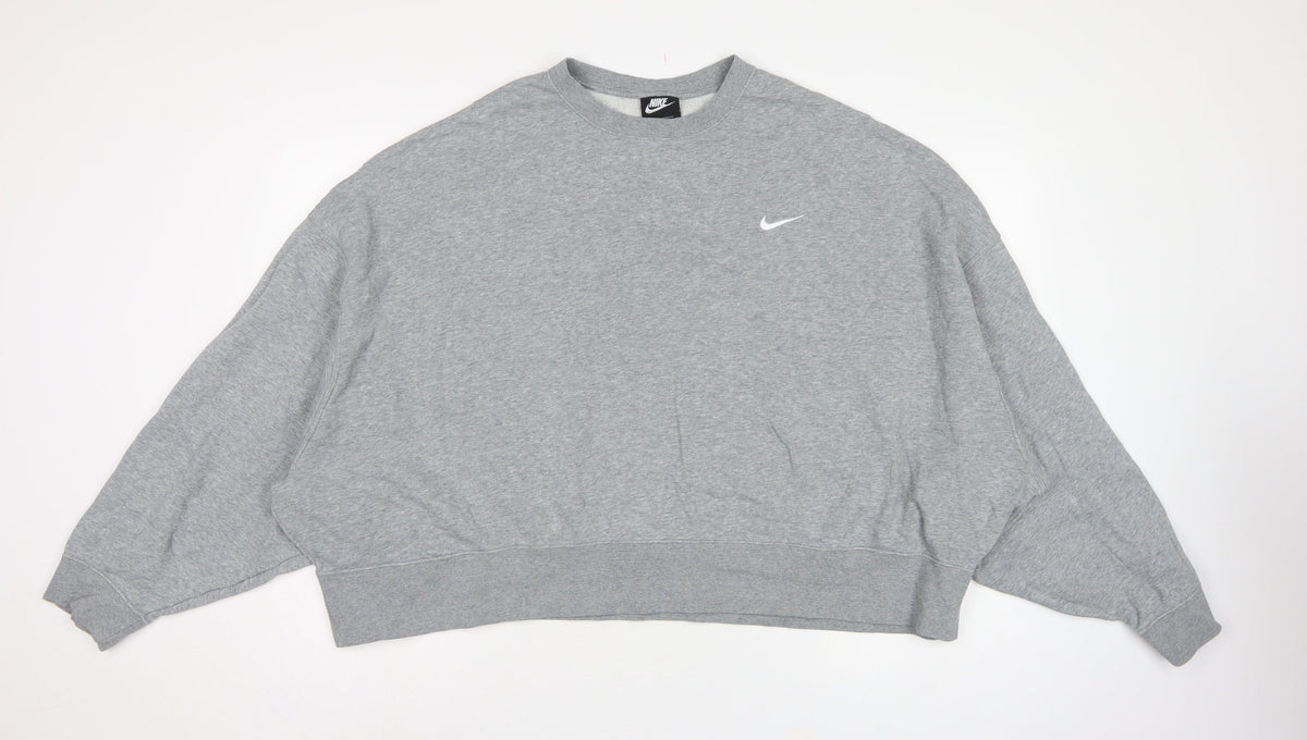 Nike Women’s Grey 2XL Pullover Crew Neck Logo Sweatshirt
