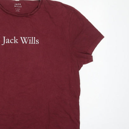 Jack Wills Men’s Burgundy XL Logo Graphic Crew Neck T-Shirt