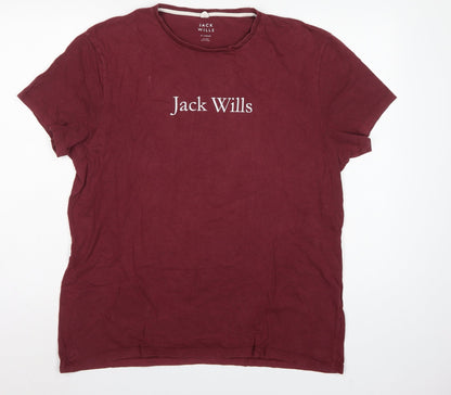 Jack Wills Men’s Burgundy XL Logo Graphic Crew Neck T-Shirt