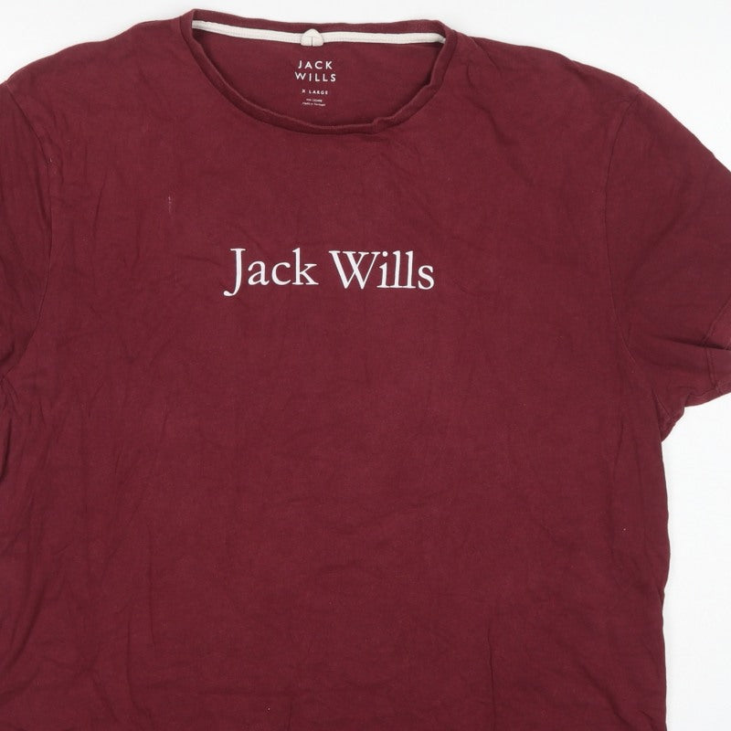 Jack Wills Men’s Burgundy XL Logo Graphic Crew Neck T-Shirt