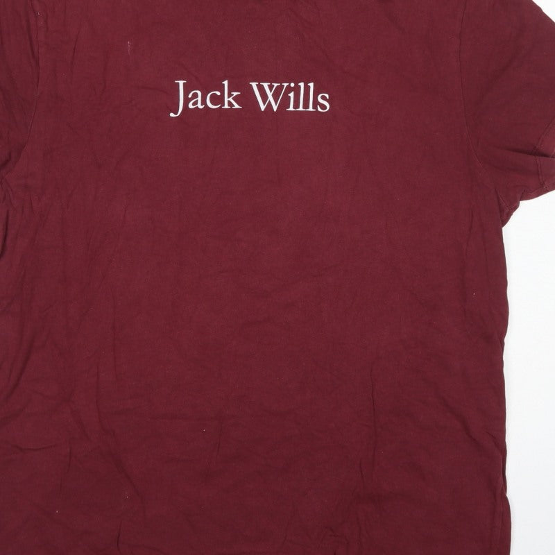 Jack Wills Men’s Burgundy XL Logo Graphic Crew Neck T-Shirt