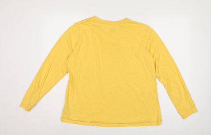 Nike Women Yellow XL Logo Long Sleeve Crew Neck Cotton T-Shirt