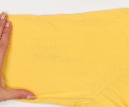 Nike Women Yellow XL Logo Long Sleeve Crew Neck Cotton T-Shirt