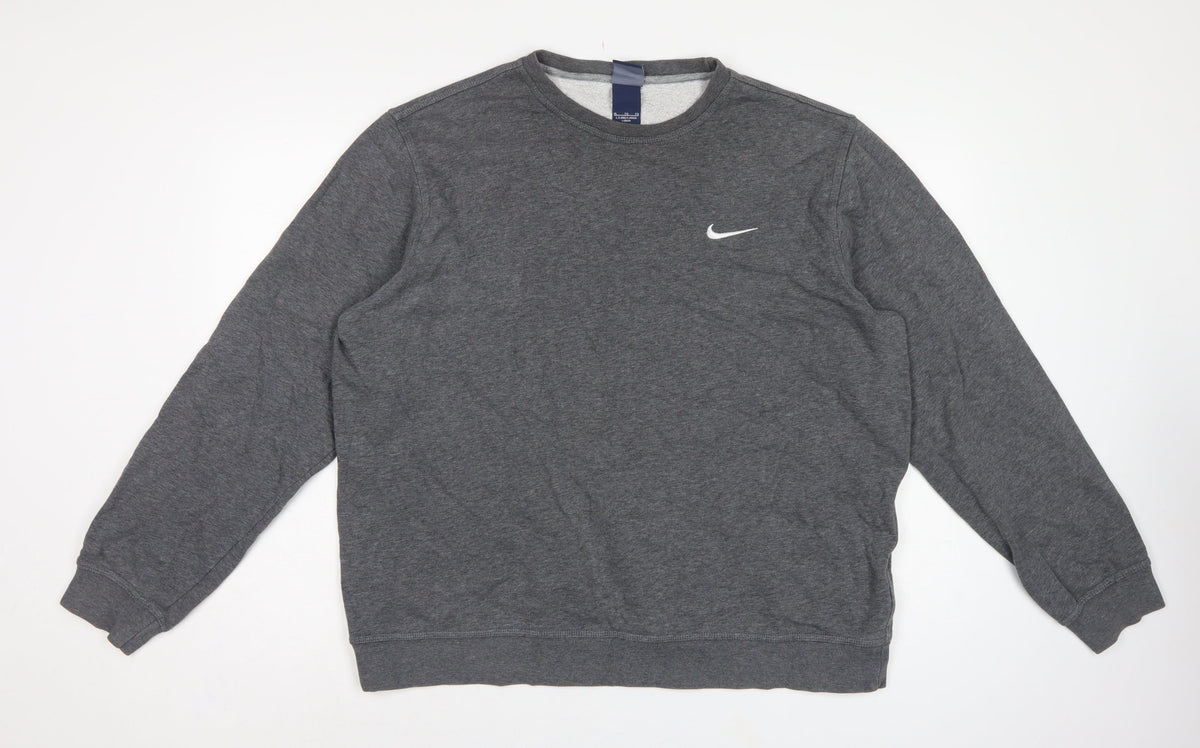 Nike Men’s Grey XL Long Sleeve Crew Neck Logo Pullover Sweatshirt