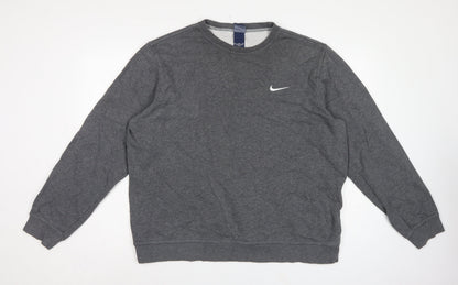 Nike Men’s Grey XL Long Sleeve Crew Neck Logo Pullover Sweatshirt