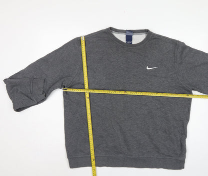 Nike Men’s Grey XL Long Sleeve Crew Neck Logo Pullover Sweatshirt