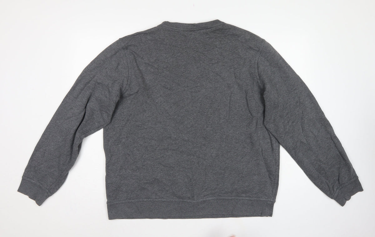 Nike Men’s Grey XL Long Sleeve Crew Neck Logo Pullover Sweatshirt