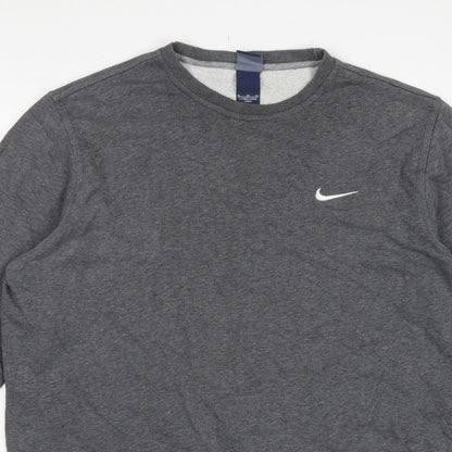 Nike Men’s Grey XL Long Sleeve Crew Neck Logo Pullover Sweatshirt