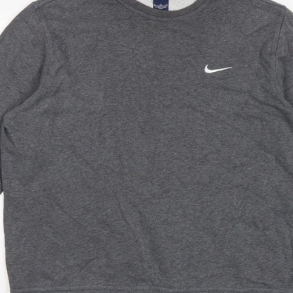 Nike Men’s Grey XL Long Sleeve Crew Neck Logo Pullover Sweatshirt