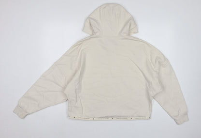 Adidas Women’s Ivory S Pullover Hoodie Logo Drawstring Cotton Blend