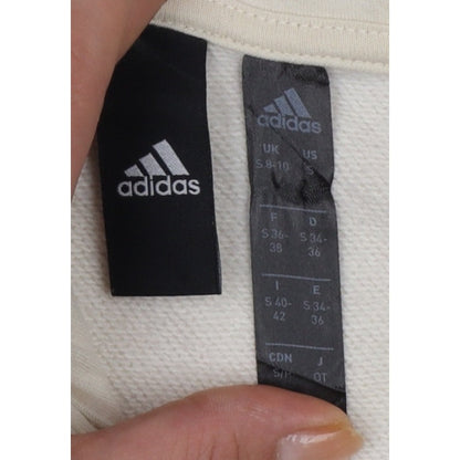 Adidas Women’s Ivory S Pullover Hoodie Logo Drawstring Cotton Blend