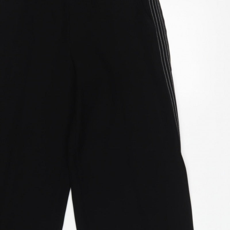 Karen Millen Women Black UK 8 High Rise Wide-Leg Stripe Trousers