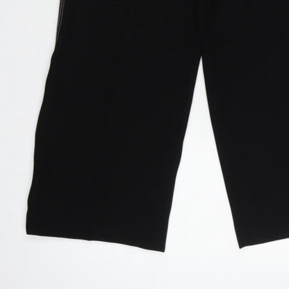 Karen Millen Women Black UK 8 High Rise Wide-Leg Stripe Trousers