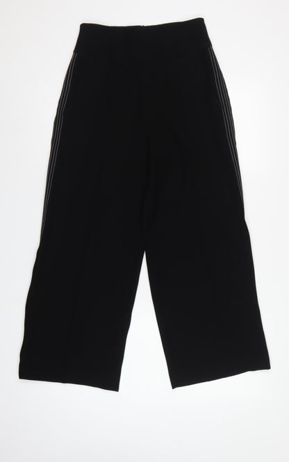 Karen Millen Women Black UK 8 High Rise Wide-Leg Stripe Trousers