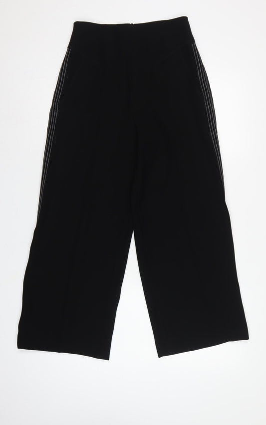 Karen Millen Women Black UK 8 High Rise Wide-Leg Stripe Trousers