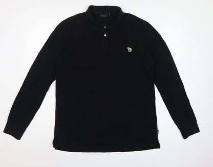 Paul Smith Jeans Men’s Black L Long Sleeve Cotton Polo Shirt Logo