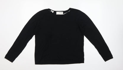 Selected Femme Women’s Black L Tencel Cotton Fine Knit Crew Neck Jumper