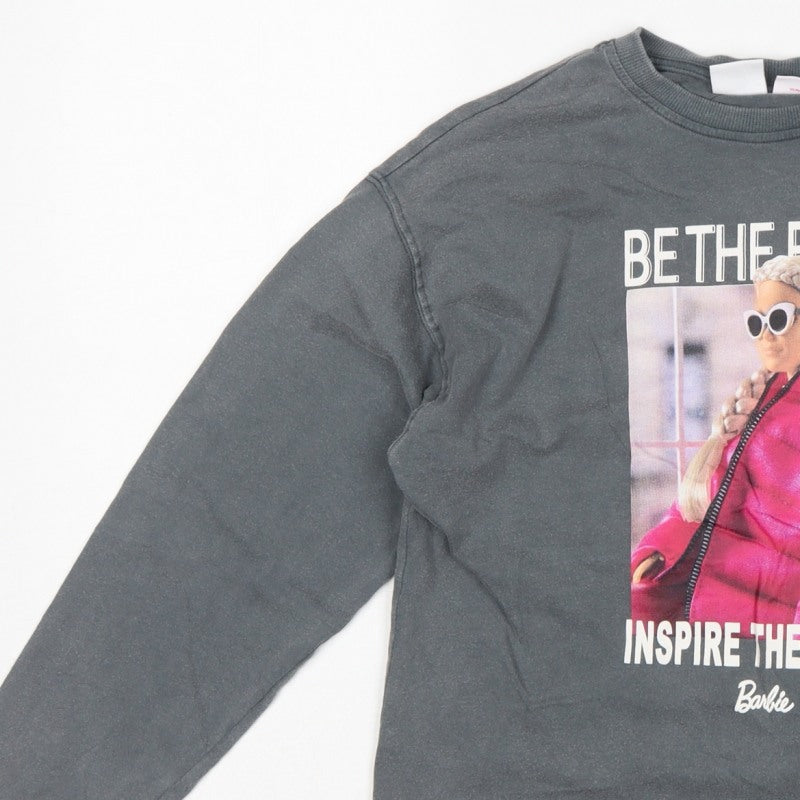Zara Girls Grey Barbie Graphic Long Sleeve T-Shirt 9-10 Years